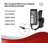 DELL ORIGINAL 65W Power Adapter 4.5 x 3.0 mm Rectangle Design ( 19.5V 3.34A ) G6J41 MGJN9 43NY4 GG2W