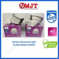 PHILIPS Becken Recessed LED Downlight  DL260 11W 4000K / 6500K 900LM, 25K HRS LIFETIME,  D90