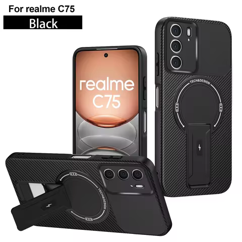 For Realme C75 Invisible Support Case For Realme 14 5G Magnetic Hard Anti-fall Cover