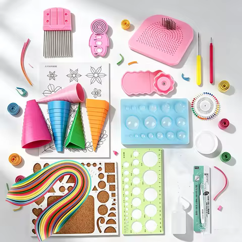 19Pcs Complete Quilling Tool Set DIY Paper Craft Kit With Quilling Strips For Scrapbooking Card Maki