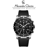 [Official Warranty]Alexandre Christie 6141MCLTBBA Leather Strap 44mm Men's Chronograph Watch Water R
