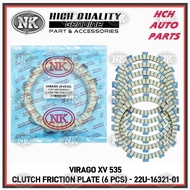 CLUTCH FRICTION PLATE + STEEL PLATE SET  - YAMAHA - VIRAGO XV 535 - 22U-16331-01 & 4X7-16325-00 (NK)
