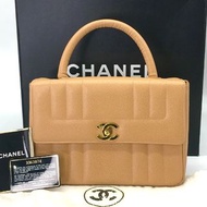 【chanel香奈兒】Coco Mark Turn Lock Mademoiselle 魚子醬手提包