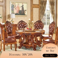 YQ Yiwei Qilin European-Style Solid Wood round Dining Tables and Chairs Set American-Style Marble Di