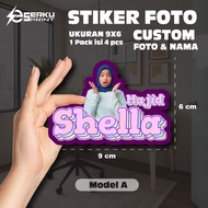 [4pcs] Custom Photo Name Stickers, 4 pcs, Custom photo and name stickers, size 9x6 cm