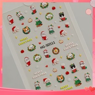 Nail Art Christmas Element Nail Sticker Simple Happy Christmas 5d Embossed Decal Nail Decoration Man