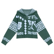 เสื้อสเวตเตอร์2025มีฮู้ดสำหรับผู้หญิงผ้าซิปเต็มกราฟิกทรงหลวมลำลอง Y2K ของมาใหม่ฤดูหนาว