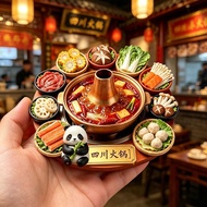 Sichuan Hot Pot Resin Magnetic Embossed Refrigerator Sticker Chengdu Cultural Creative Tourist Souve