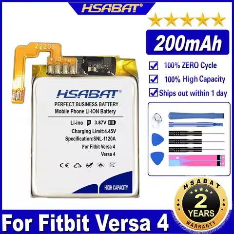HSABAT Versa 4 200mAh Battery for Fitbit Versa 4 Smart Sport Watch Batteries