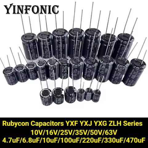 10Pcs/Lot Original Rubycon Capacitors YXF YXJ YXG ZLH Series 10V/16V/25V/35V/50V/63V 4.7uF/6.8uF/10u