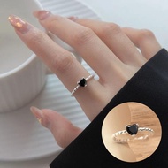 cincin wanita korea love hitam perak / cincin cool simple hati berlian crystal kristal