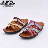 Checked Shop * [AN562T] MIT Made in Taiwan Air Cushion Slippers 4cm Thick-Soled Cross Color Leather 