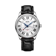 I & W CARNIVAL นาฬิกา GMT สำหรับผู้ชายญี่ปุ่น SEIKO Movement นาฬิกาข้อมือผู้ชายปฏิทินหนังสายหนังกระจ