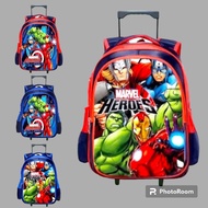 Dbs Marvel HEROES Push Bag Trolly Backpack Kindergarten Elementary School Motif Marvel Spiderman Hulk Captain America Airon Man Superhero