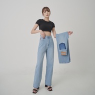 VALENCIA - CLEO JEANS (BABY BLUE) กางเกงยีนส์ทรงกระบอกตรง เอวสูง ผ้าไม่ยืด