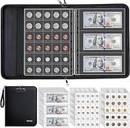 Hontom Coin Scrapbook for Collectors with Lock, 400 Pockets, Fireproof Coin Collection Album, Coin B