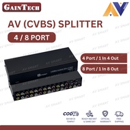 GainTech AV CVBS Splitter 4 8 Port/ (1 In 4 8 Out/) Audio Video RCA Splitter 4K