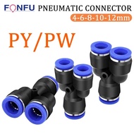 Pipe Fittings Y Shape Plastic Pneumatic Connector Fitting Quick Push For Air Water Connecting PY PW 