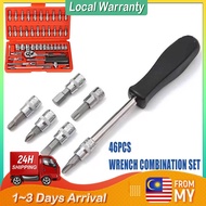 46PCS Chrome Vanadium Bolt Socket Wrench Comprehensive Repair Kit for Versatile Automotive and DIY P