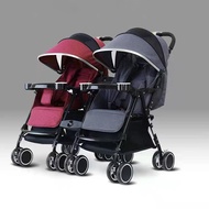 New twin baby stroller detachable baby stroller high carbon steel twin stroller one-click retractable stroller that can sit and lie down