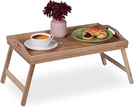 Relaxdays Folding Bed Tray, Food Tray with Feet, Breakfast in Bed, Bamboo & MDF, H x W x D: 25 x 60 