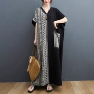 Oladivi L-9XL Plus Size Maxi Long Boho Beach Dress Women Summer Casual Oversized Cotton Linen Dresse