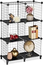 Relaxdays Boltless Shelving Wire Mesh 6 Compartments Cube Shelving System Plastic Insert H x W x D x