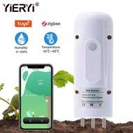 Yieryi เครื่องวัดความชื้นและอุณหภูมิมิเตอร์วัดดิน WiFi สำหรับสวนผักพืชฟาร์มพร้อมแอปควบคุมจาก Tuya