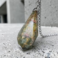 No.34 天然滿礦彩幽靈水晶靈擺墜 41mm 綠幽靈項鍊 吊墜 幽靈墜子