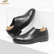 Giày tây nam Oxford công sở LS570 (Màu Đen)- Giày nam da bò nappa cao cấp màu đen có dây buộc - Bảo