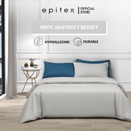 (New Arrival) Epitex Silkysoft Embossed 980TC Bedsheet Set,(With Quilt Cover) Single tone Bedsheet, Lightweight, Soft