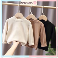 Children's Long-Sleeved Turtleneck Tops Solid Color Warm Tops  1-7 Years