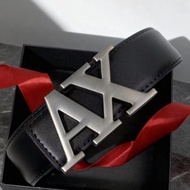 New Style Men's Belt 4cm Fashionable Plain Weave Multifunctional Belt Letter AX Buckle Belt PU Mater