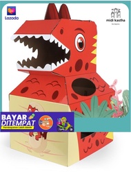 Kostum karton Dinosaurus anak || Cosplay Dino || Barongsai || Wearable - Merah