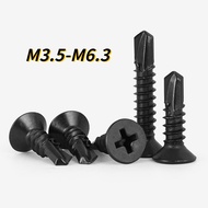 [HNK] Black Flat Head Self-Tapping Self-Drilling Dovetail Screw Countersunk Head Drill Tail Screw M3.5 M3.9 M5.5 M6