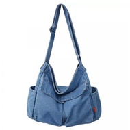 Women's jeans crossbody bag, large durable multi pocket shoulder bag