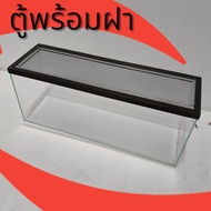ใหม่ ตู้ปลาทรงแคบกระจกใสพร้อมฝาตะแกง 20 นิ้ว 6x20x8 นิ้ว งานระเอียดกระจกใส