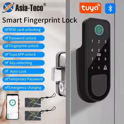 Bluetooth Tuya App Fingerprint Smart Door Lock Gate Password RFID Card Rim Bolt Lock Electronic Door