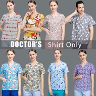 【 NiaaHinn Scrub Suit Top only】Fashion Elastic Wrinkle Resistant Breathable Baju Scrub Suit Top Medical for Woman Men plus size Doctor Nurse Uniform