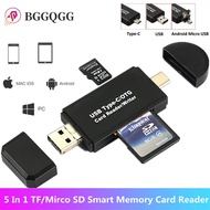 Pembaca Kad USB C 5 Dalam 1, Pembaca Kad SD, Pembaca Kad Memori Pintar USB 2.0 TF/Micro SD, Penyesua