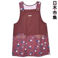 Kusuguru Japan - 日本Kusuguru 貓丸系列 貓丸3人組 工作服 牛仔布 紅色 口袋圍裙 背心型 (670)【市集世界 - 日本市集】