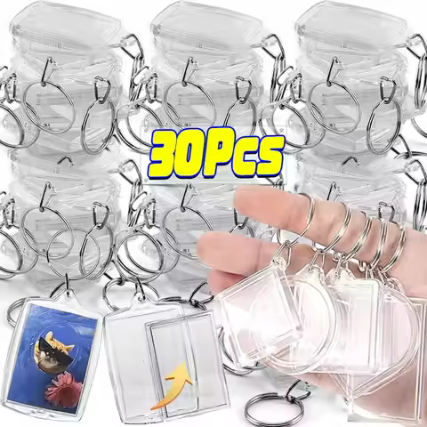 5/30pcs Transparent Photo Frame Keychain Tassels Snap-In Custom Insert Photo Acrylic Blank Keyring C