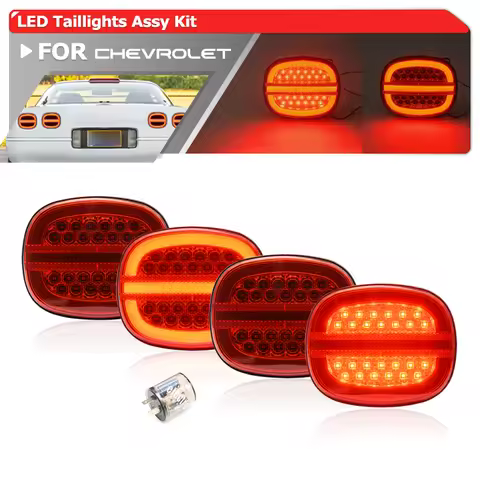 4x Red LED Taillights Assy Kit For Chevrolet Corvette C4 1991-1996 ZR-1 1990-1995 Rear Bumper Car Br
