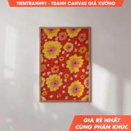 Tranh treo tường Colorful Flower Frame Colorful Wall Art Floral Drawing Printable Art tặng kèm đinh
