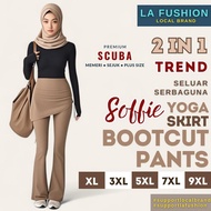 LA FUSHION Soffie High Waist Skirted Flare Yoga PanTS Seluar Sukan Wanita Kembang Beropol Yoga Skirt