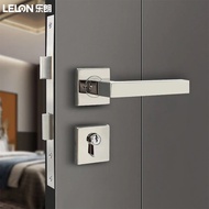 Square Handle Lock Stainless Steel 304 Brushed Mechanical Door Lock Bedroom Door Channel Door Double