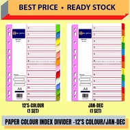 OKADA PAPER COLUOR INDEX DIVIDER-12 COLOUR / JAN-DEC / INDEX DIVIDER