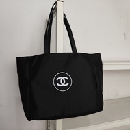 Chanel香奈兒贈品包 經典雙C黑白帆布購物袋 單肩手提包（香港發貨）
