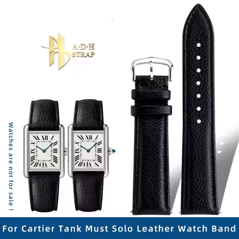 For Cartier Tank Must London Solo Genuine Leather Watch Strap Quick Disassembly Cow Band Folding Pin