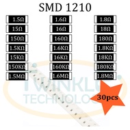 Resistor SMD 1210 1.5 ohm, 1.6 ohm, 1.8 ohm,  15 ohm, 16 ohm, 18 ohm, 150 ohm, 150K ohm, 160K ohm, 1